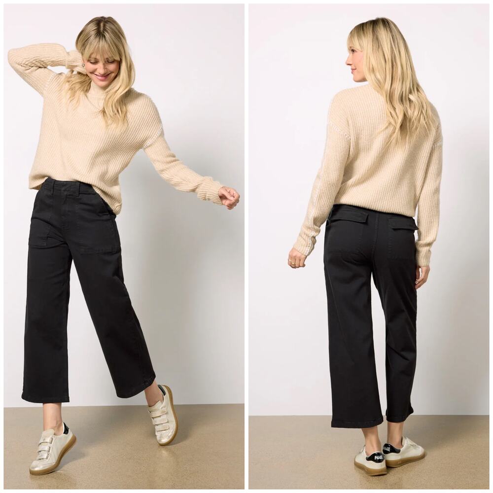 Pistola Sophia Wide Leg Utility Ankle Pant Black